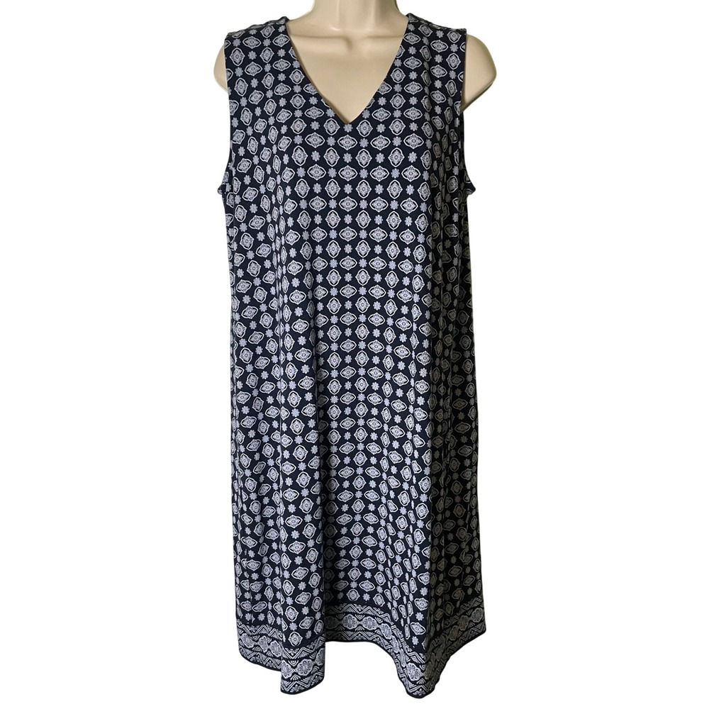 J.‎ Jill Wearever Collection Geometric Dress Size M Sleeveless Casual Stretch
